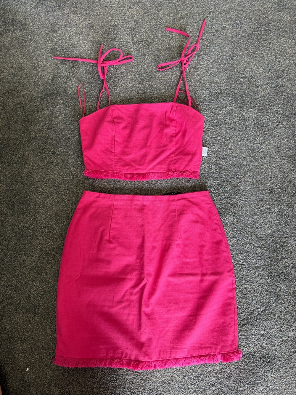 Two-Piece Fuchsia Crop Top and Skirt Set